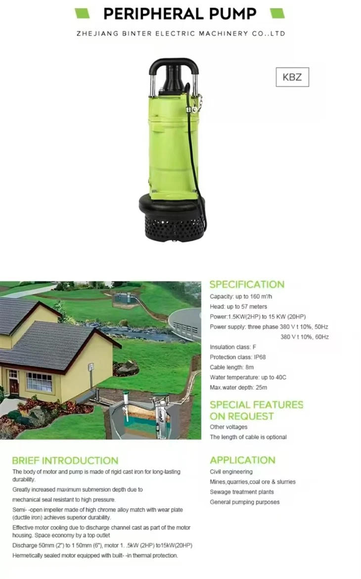 Kbz411 11kw 15HP Electric Agriculture Sewage Water Pump For Dirty Water suppliers